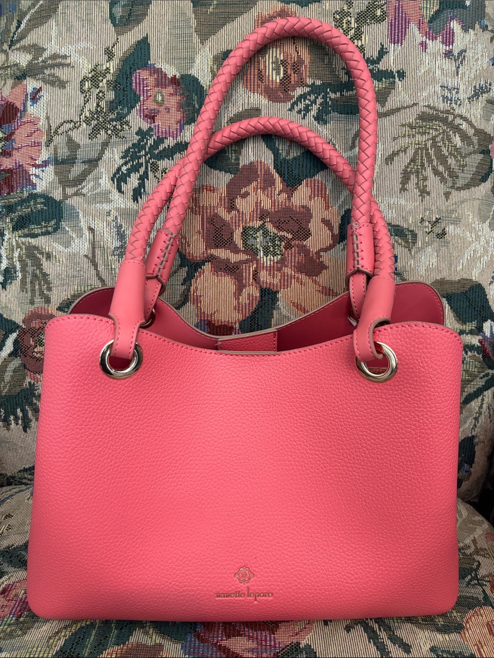 Nanette Lepore Coral Pink Braided-Handle Shoulder Bag